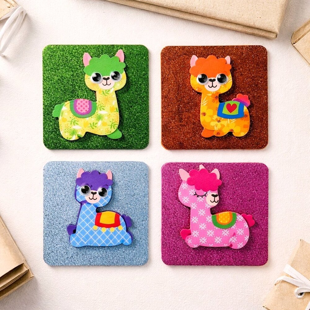 3x3 Note Cards – Llama Friends Series – Set of 4 with Envelopes | Handmade in th